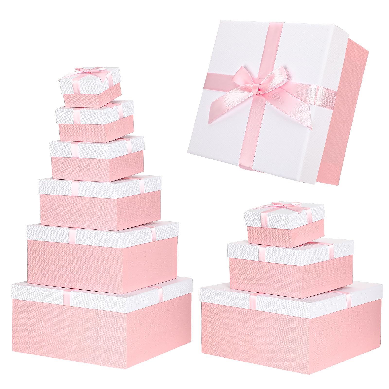 Chivertion Set of EC36 6 Large Nesting Gift Boxes with Lid Ribbon 6