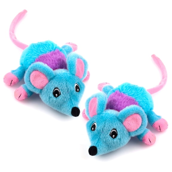 Chiwava 2 Pack 5.9" Removable Catnip Plush Cat Toys Mice with Bell Large Mouse Activity Toy