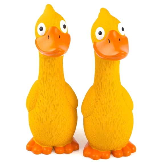 Chiwava 2 Pack 7.9" Squeak Latex Dog Toy Yellow Duck Interactive Play for Small Medium Dogs