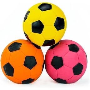 Chiwava Squeaky Latex Rubber Dog Toy Balls for Small Medium Dogs Interactive Chew Sound Fetch Play 2.7" Football 3 Pack