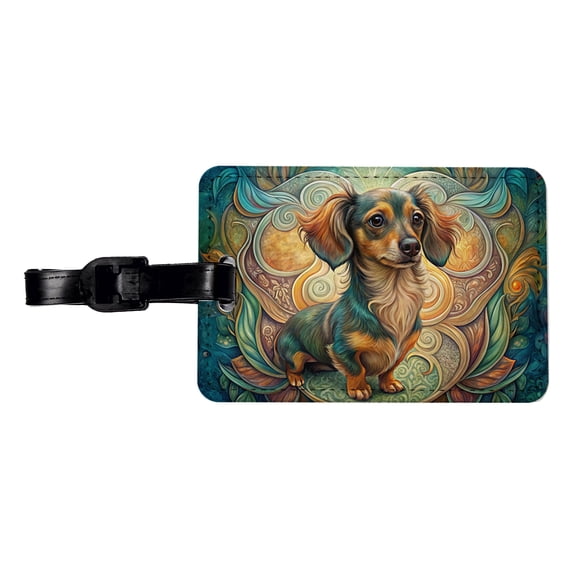 Chiweenie Dog Art Nouveau Faux Leather Travel Luggage Tag