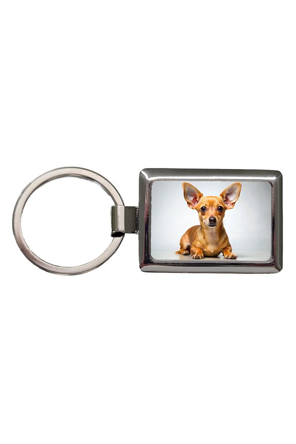 Chiweenie Dog Photo Metal Rectangle Keychain