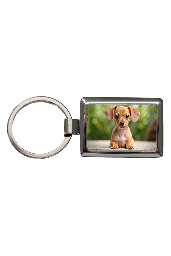 Chiweenie Dog Puppy Photo Metal Rectangle Keychain