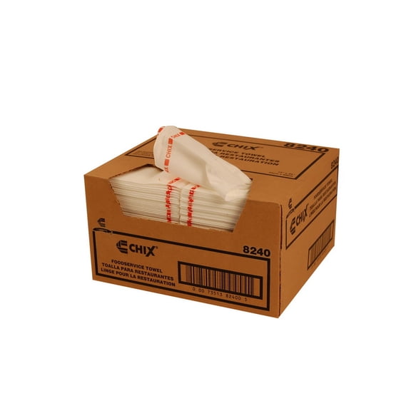 Chix 8240 Wipe, Foodservice Paper 13X24 Red & White 1/4 Fold 1 Ply Towel