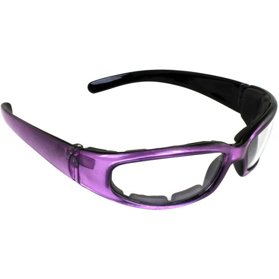 Chix Rally Padded Motorcycle Sunglasses Purple Frame Clear Lens