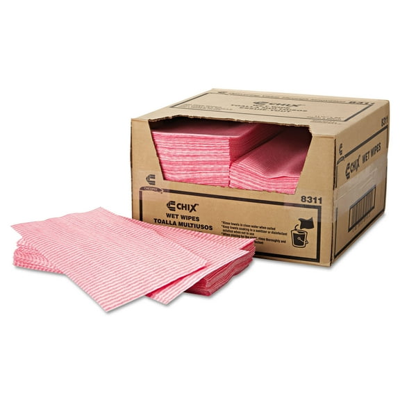 Chix Wet Wipes 11.5 x 24, White/Pink, 200/Carton