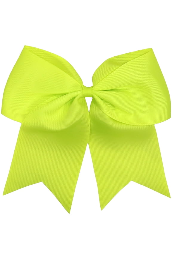 Kenz Laurenz Solid Plain Basic Cheer Dance Softball Bows - Neon Yellow