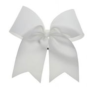 CHIXX HAIR BOWS Chixx Solid Plain Basic Cheer Dance Softball Bows- White