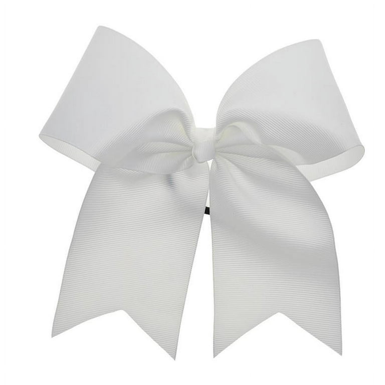 Chixx Solid Plain Basic Cheer Dance Softball Bows- White 