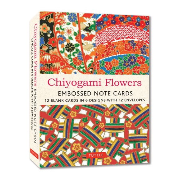 Chiyogami Flowers Embossed Note Cards - 12 Cards