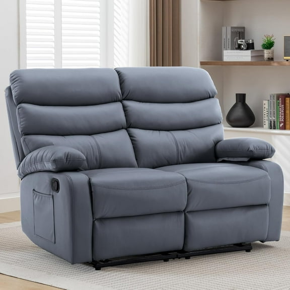 Chizzysit Loveseat Recliner Chair, Leather Double Reclining Chairs for Adults ,Love Seat Couches Sofa for Small Spaces Living Room, RV, Home Theater - Dark Gray
