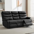 thumbnail image 1 of Chizzysit Loveseat Recliner Sofa Set, Small Leather Couch 3-Seater Manual Seater Recliner, Triple Recliner Chair for Living Room, RV, Home Theater Seating - Black, 1 of 7
