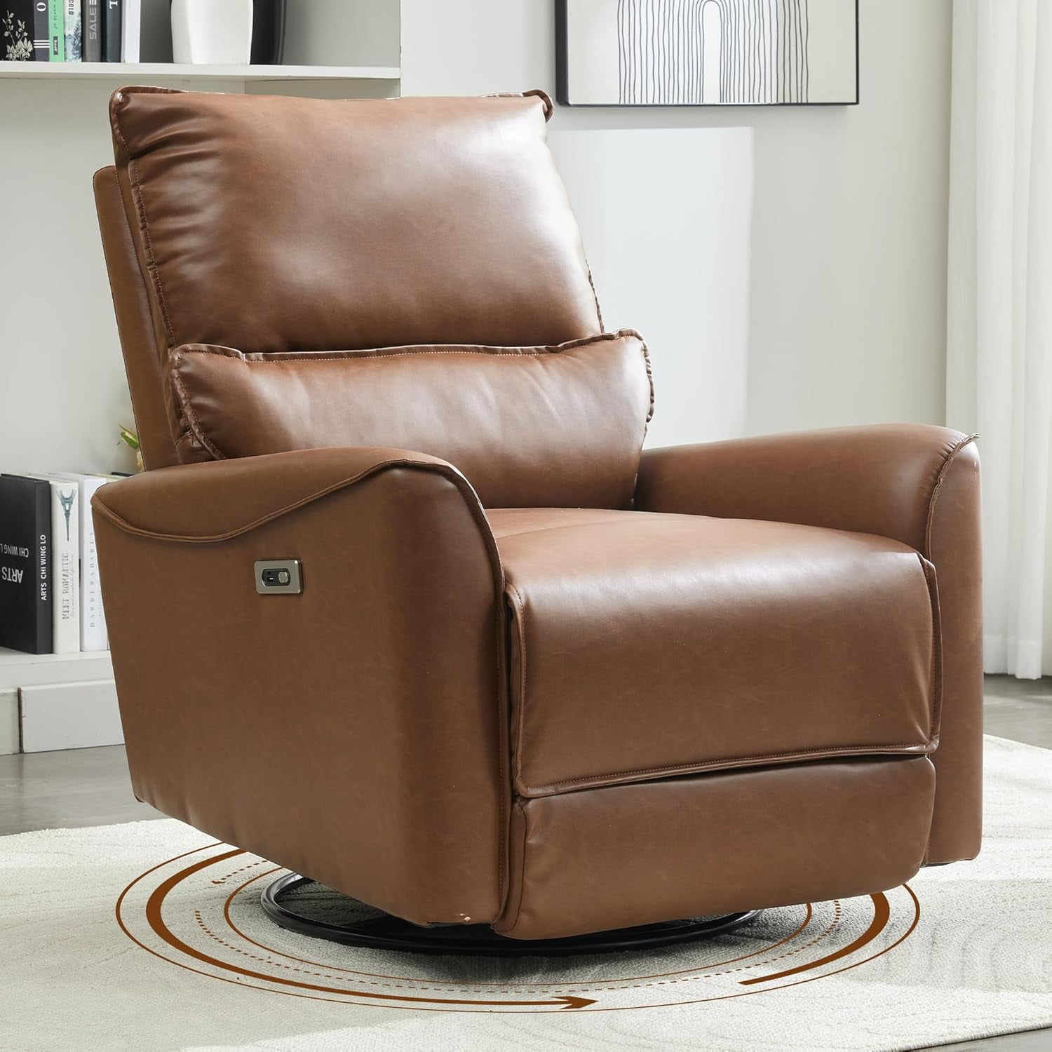 Chizzysit Power Swivel Rocker Recliner Chair for Adults, Leather Glider ...