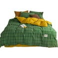 thumbnail image 1 of ChliEarime Heicatte 100% Cotton Soft and Comfortable Premium Plaid Duvet and Matching Sheets, 4 Piece Bedding Set, Twin XL(70''x86''), Olive Green, 1 of 4