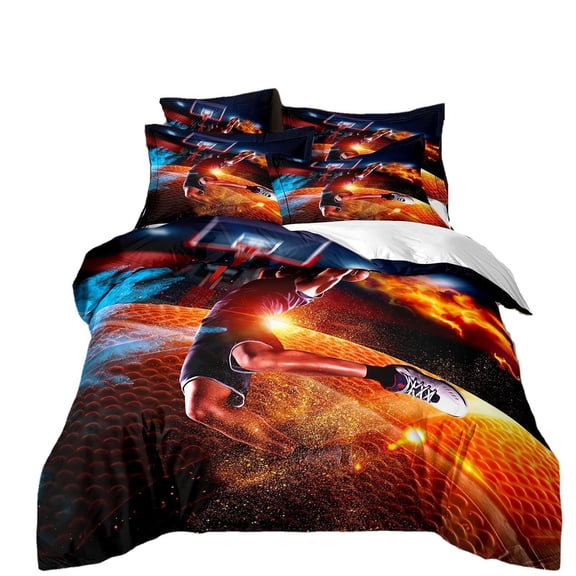 ChliEarime Heicatte Basketball Bedding Sets Twin Size - Sports Game Collections Duvet Cover for Teenage Boys - 1 Duvet Cover + 2 Pillow Cases