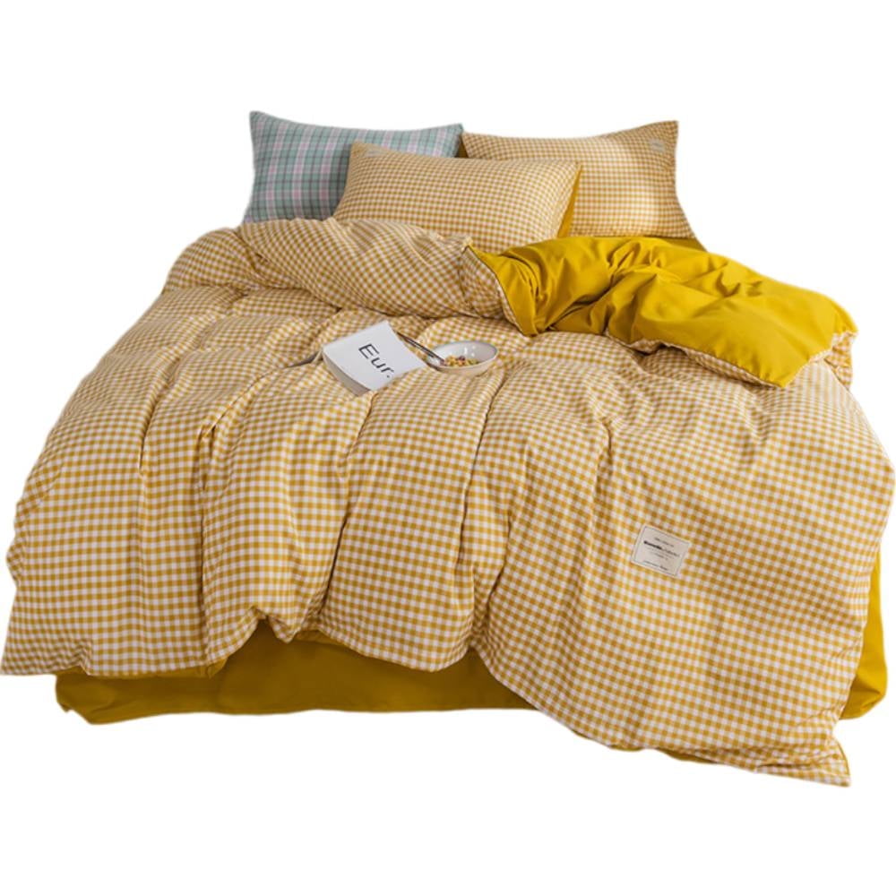 ChliEarime Heicatte Duvet Set Twin（59''x78'') - 4 Piece Bedding Set in Yellow, Bedding Set Includes Duvet, Sheet and Pillowcase