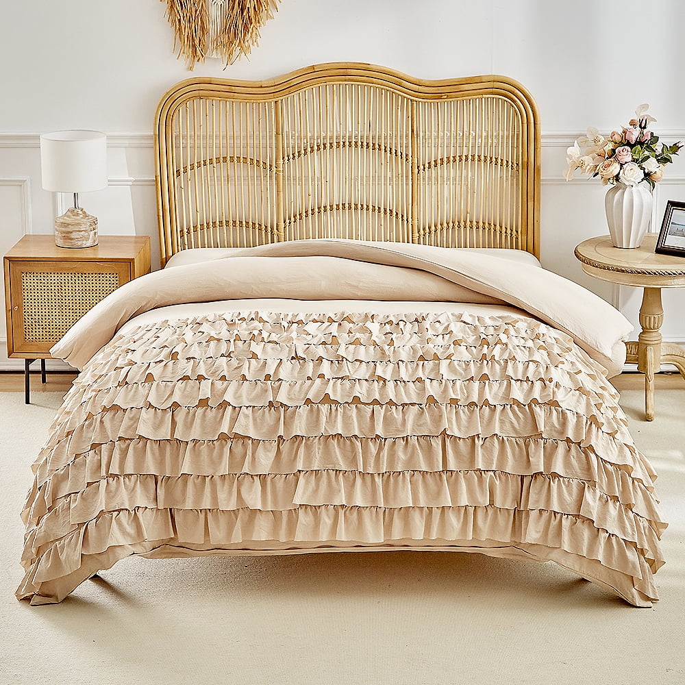 chliearime-heicatte-khaki-waterfall-ruffle-comforter-set-queen-3pcs