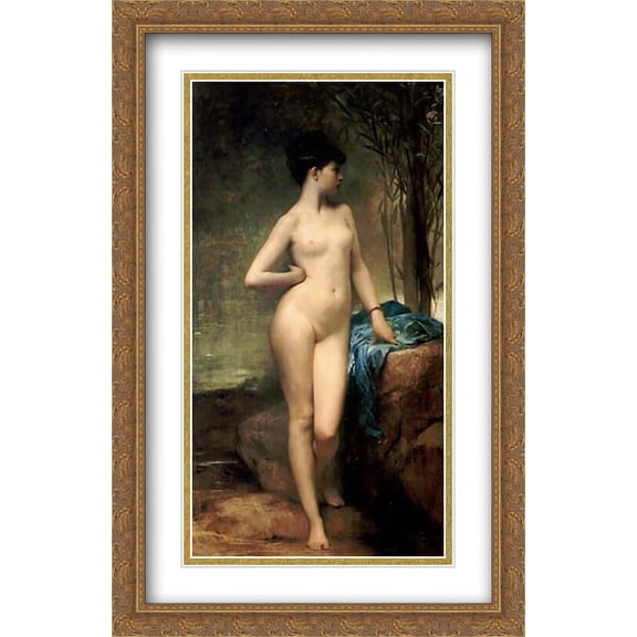 Chlo 2x Matted 26x40 Large Gold Ornate Framed Art Print by Lefebvre, Jules Joseph
