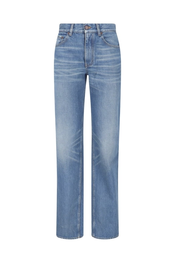 é Blue Mid-Rise Straight-Leg Denim Jeans (Women's)