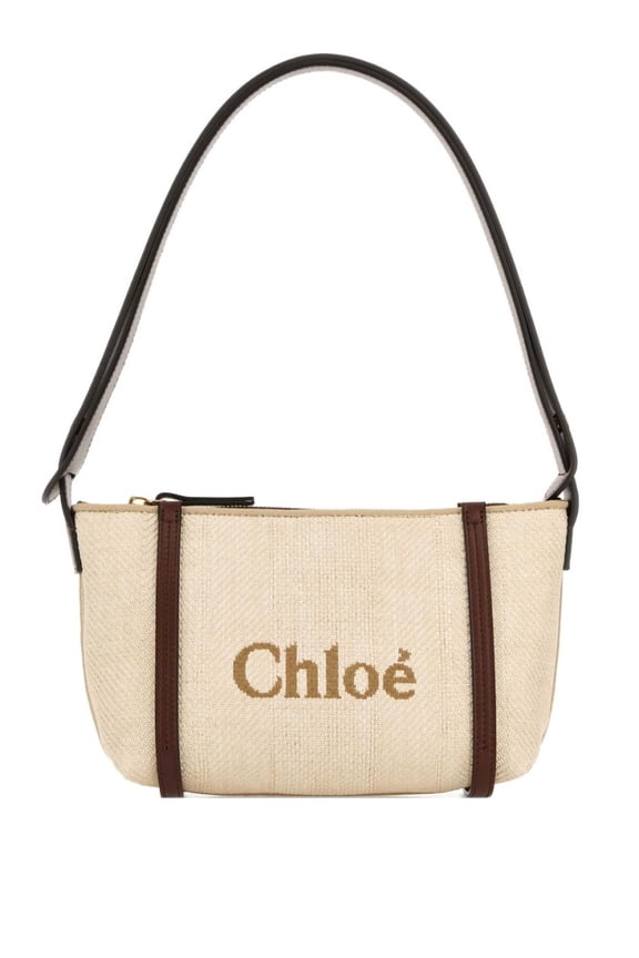 Women's Structured Canvas Shoulder Bag With Leather Accents Neutrals