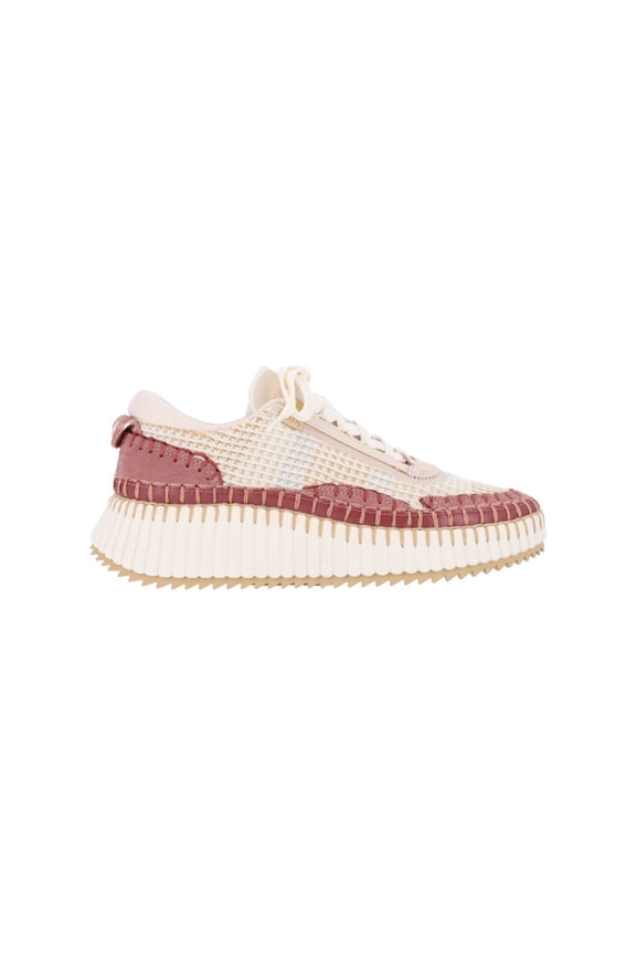 Cream Mesh Sneakers With Dusty Rose Leather Accents Neutrals (Women's)
