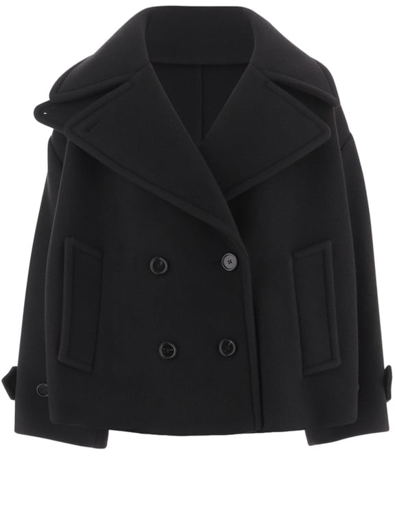 Double-Breasted Oversized Short Coat In Wool Blend (Women's)