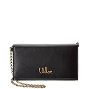 Chlo  Womens Compact Black Buffalo Leather Shoulder Bag Black