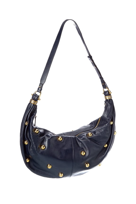 Logo Leather Shoulder Bag, Blue