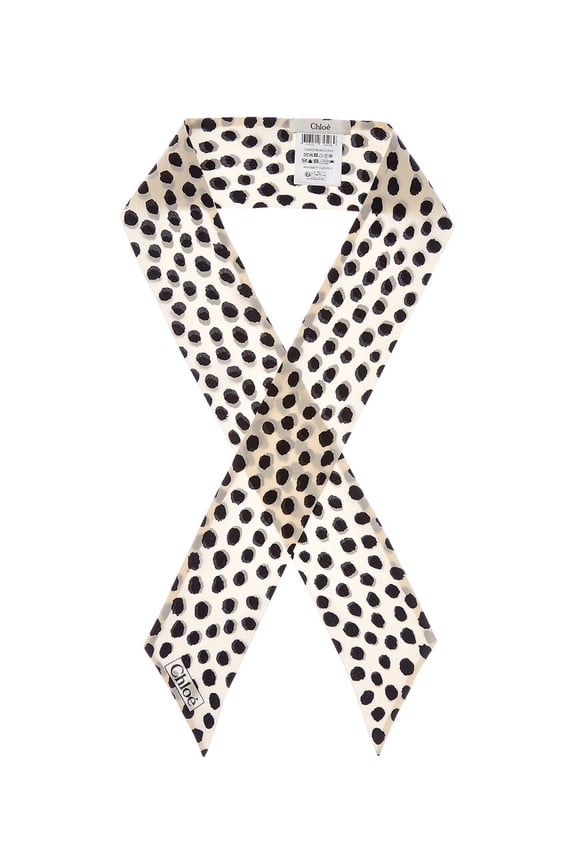 Logo Silk Scarf, White