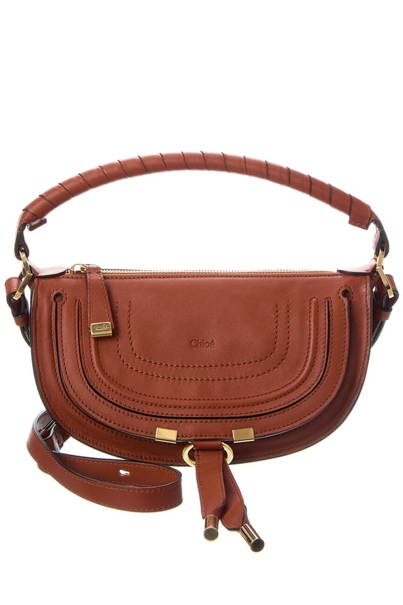 Marcie Mini Leather Shoulder Bag, Brown