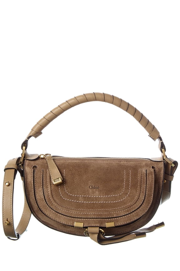 Marcie Mini Suede & Leather Shoulder Bag, Brown