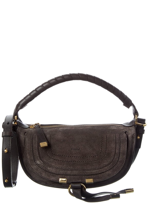 Marcie Mini Suede & Leather Shoulder Bag, Brown
