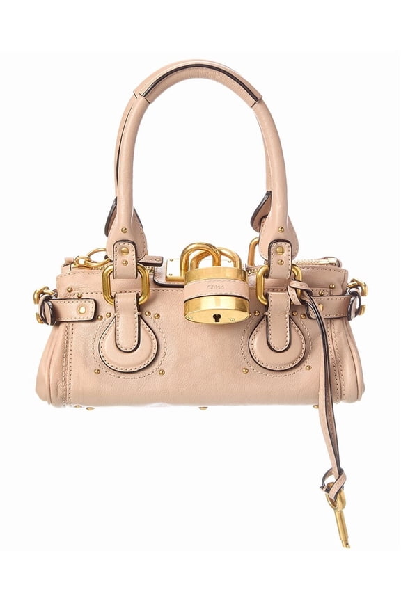 Paddington Small Grained Leather Shoulder Bag, Pink