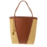 Chlo  Raffia & Leather Tote, Brown
