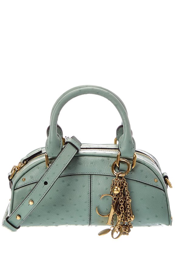 Small Leather Bowling Bag, Green