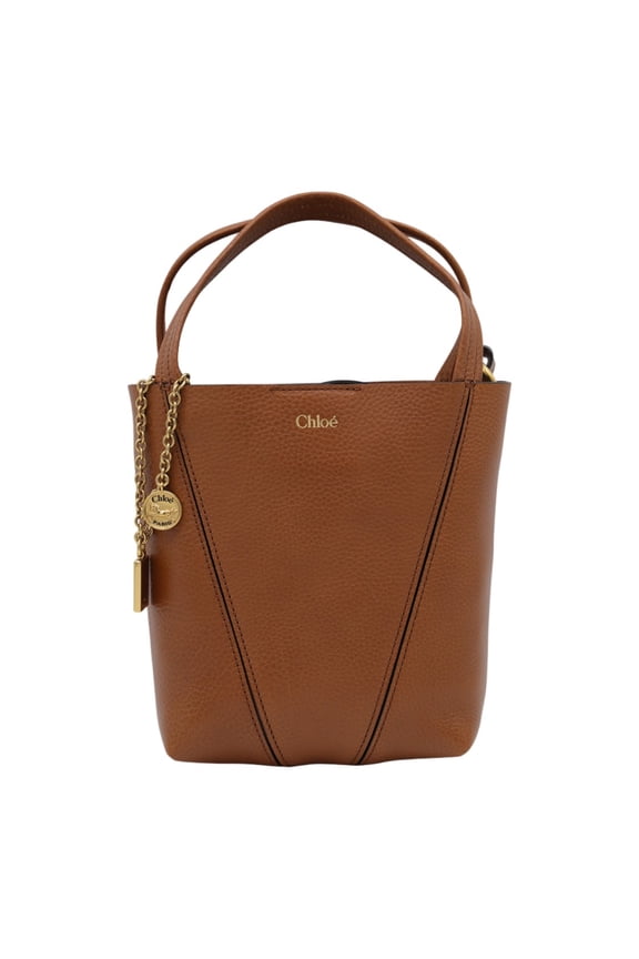 Women's Textured Hammered Leather Tote Brown