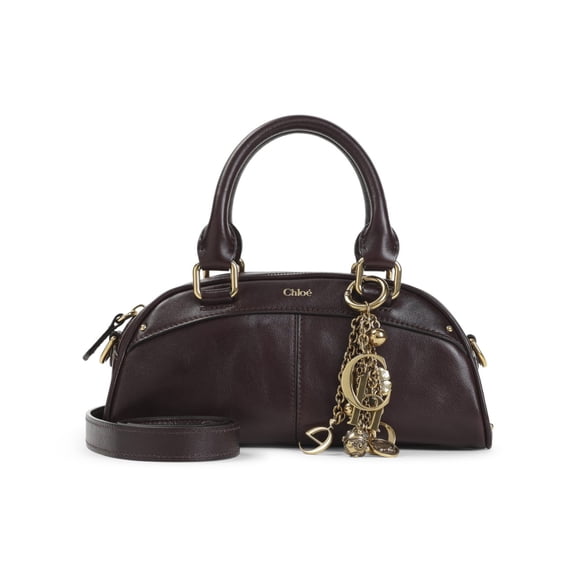 Chlo Women's Rounded Black Calf Leather Shoulder Bag Black
