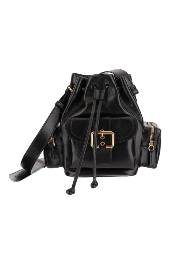 Women's Shiny Leather Shoulder Bag Black