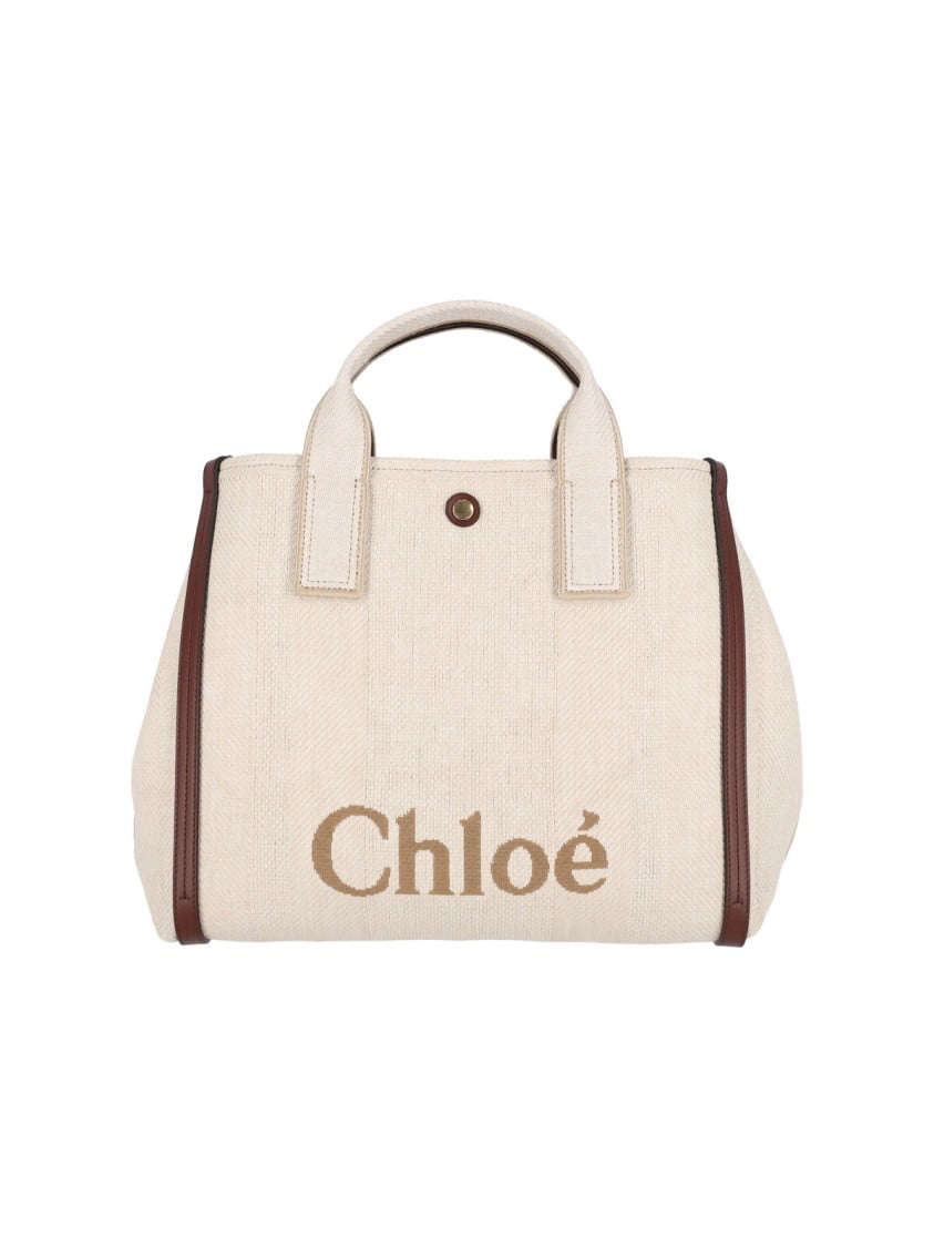 トートバッグ Chloe Structured Canvas Shoulder Bag With Leather Accents Chloé Women's Structured Tote Bag With Leather Accents