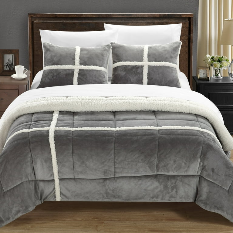 Chloe 3 or 2 Piece Comforter Set Ultra Plush Micro Mink Sherpa Lined Bedding Decorative Pillow Shams Included Walmart