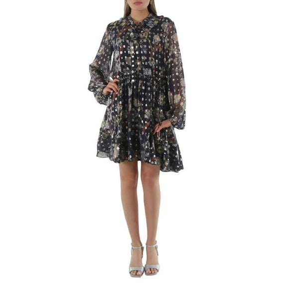 Chloe Blue Floral Silk Georgette Dress, Brand Size 38 (US Size 4)