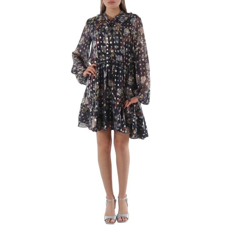 Chloe Blue Floral Silk Georgette Dress, Brand Size 38 (US Size 4) -  Walmart.com