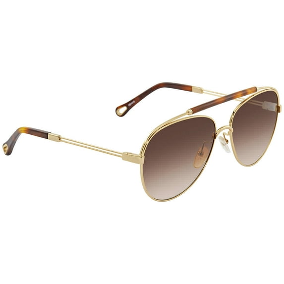 Chloe CE141S 757 Reece Gold/Havana Aviator Sunglasses for Womens