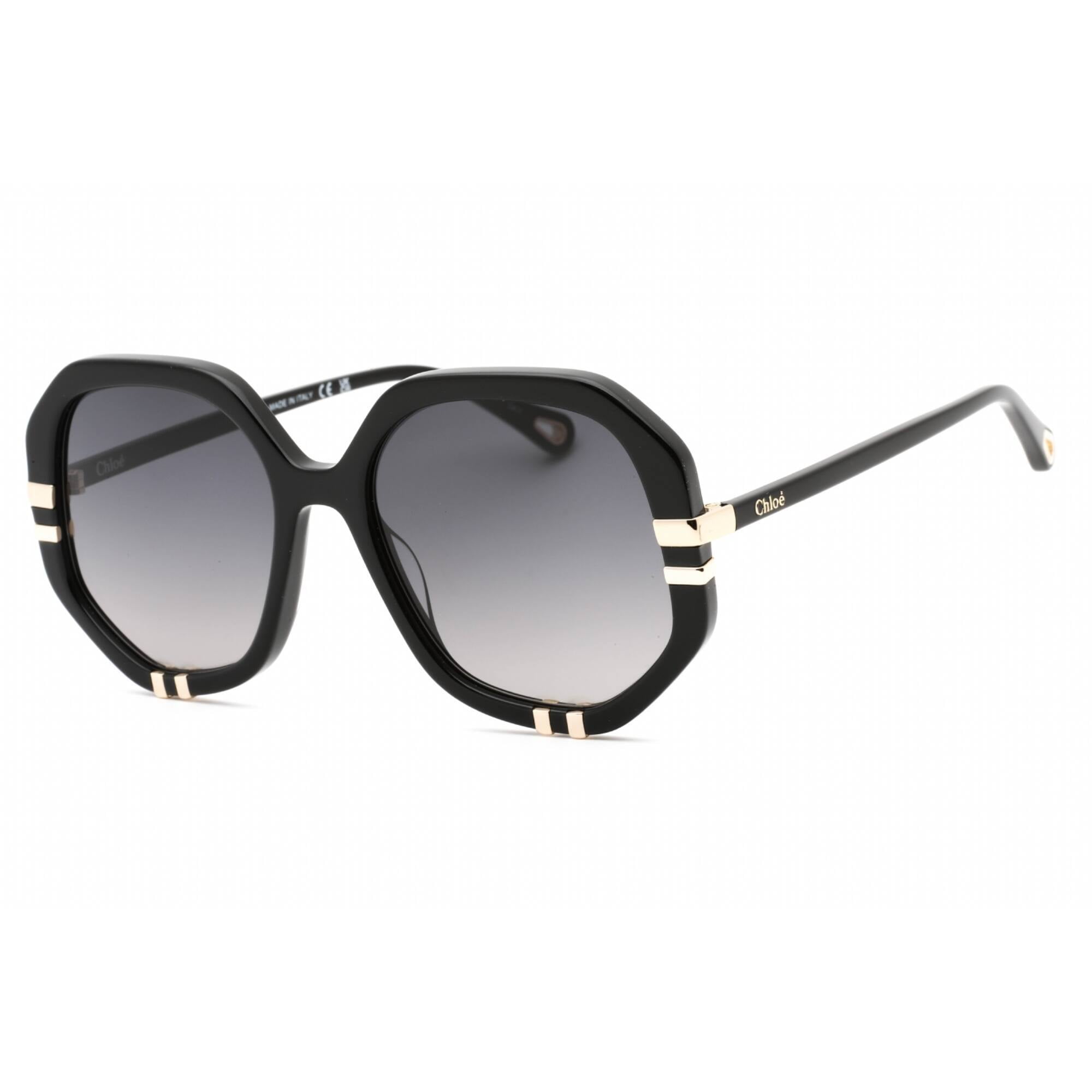 サングラス CHLOE Woman Sunglasses Black CH0105S 008 Chloe CH0105S 008 Women's Black Plastic Geometric Frame