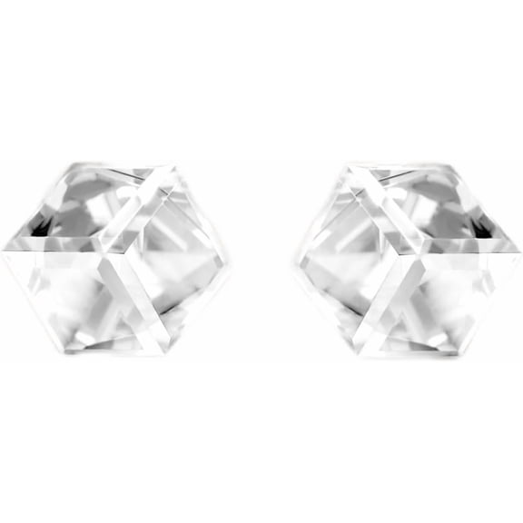 Seona Irene 4mm Cubic Cut Austrian Crystal Stud Earrings – Hypoallergenic Tarnish-Free Stainless Steel Jewelry for Women, Radiant Everyday Accessory – Crystal Clear