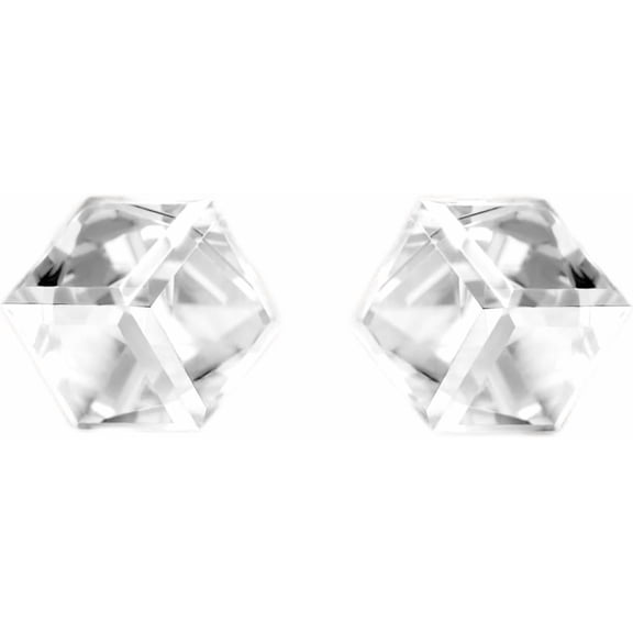 Seona Irene 4mm Cubic Cut Austrian Crystal Stud Earrings – Hypoallergenic Tarnish-Free Stainless Steel Jewelry for Women, Radiant Everyday Accessory – Crystal Clear