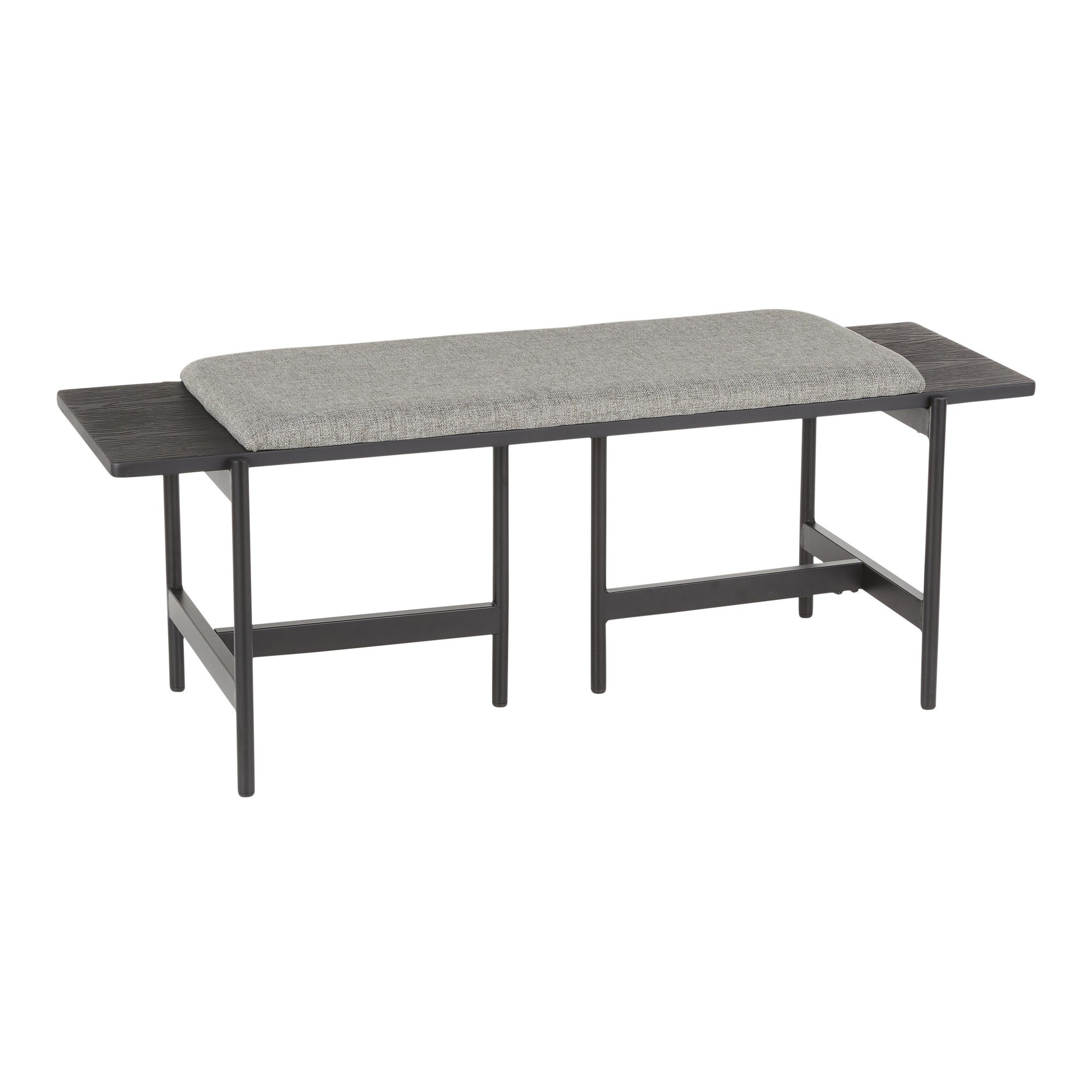Chloe Contemporary Bench in Black Metal and Grey Fabric with Black Wood Accents by LumiSource - image 1 of 6