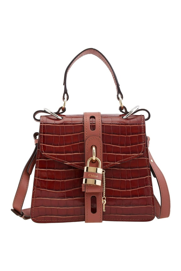 Crocodile Embossed Small Aby Day Shoulder Bag