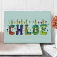 thumbnail image 1 of Chloe Cutting Board, Lettering with Cheerful Bitten Cake Candles Girly Birthday Party Design First Name, Decorative Tempered Glass Cutting and Serving Board, Large Size, Multicolor, by Ambesonne, 1 of 5