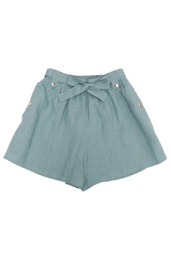 e Girls Ribbon Stud Linen Shorts, Size 6